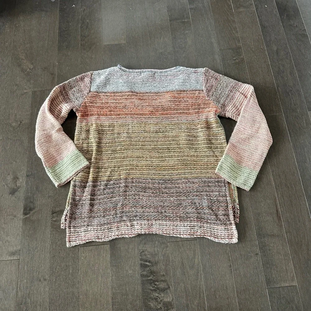 Relais Anthropolgie Colorful Knit Sweater Boho Artistic Rainbow Made in USA XS - Picture 9 of 9